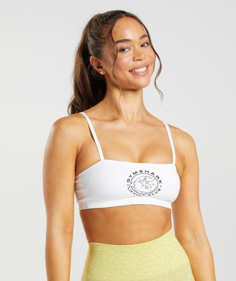 Women's Gymshark Legacy Bandeau Sports Bra White | CA 1DA056